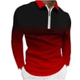 thumbnail image 1 of zanvin Hauts Polos pour Hommes à Manches Longues Décontractés, Col à Fermeture à Glissière, Légers, Rouge, P, 1 of 4