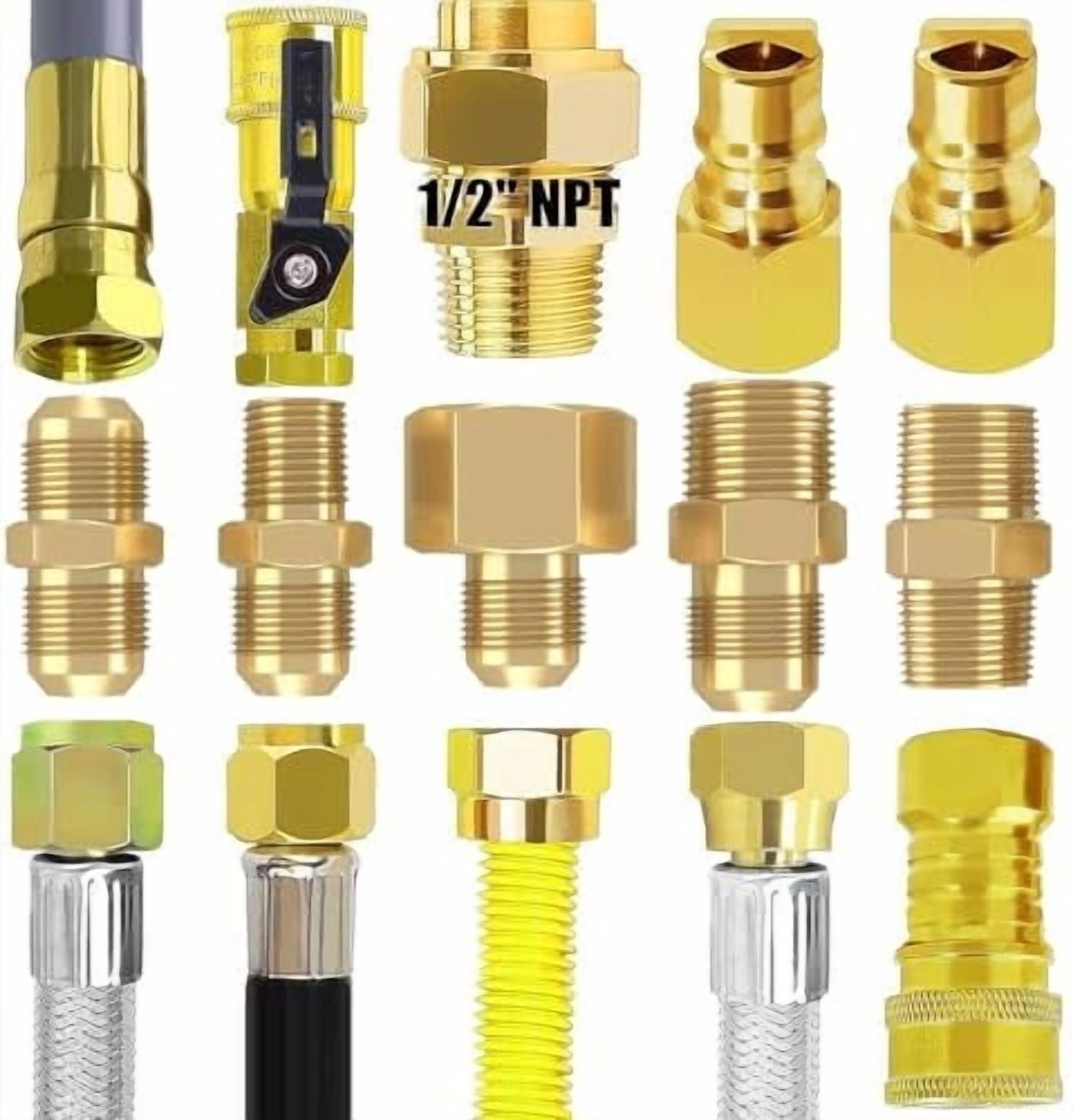 Upgraded 6 Feet High Pressure Braided Propane Hose Extension with Conversion Coupling 3/8" Flare to 1/2" Female NPT, 1/4" Male NPT, 3/8" Male Flare for BBQ Grill, Fire Pit