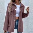 thumbnail image 2 of ICHUANYI Jackets on ,Women's Fashion Solid Color Cardigan Outwear Long Sleeve Lapel Colar Button Down Coat Fall Clothes Women, 2 of 6
