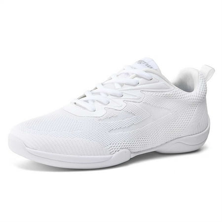YOURDIARY White Cheer Shoes for Women Cheerleading Shoes Womens Youth Training Athletic Flats Lightweight Breathable Comfortable Fabric