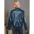 thumbnail image 6 of ZXSXSY Women Stand Collar Full Zip Long Sleeve Motorcycle Jacket, 6 of 8