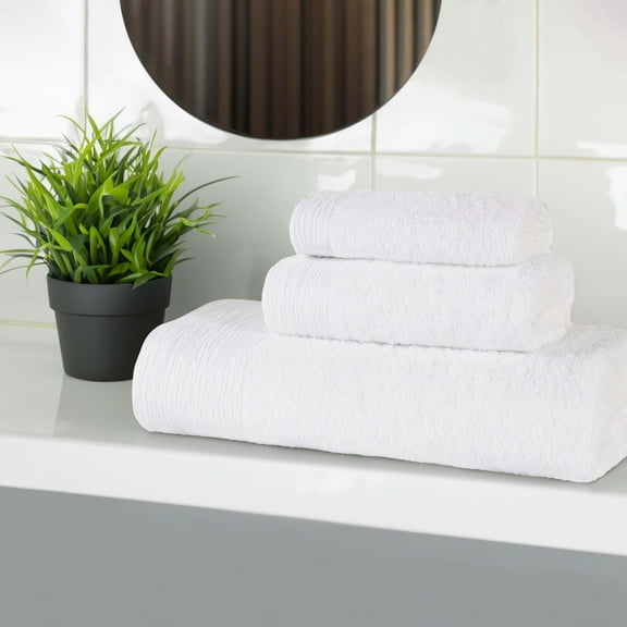 BNM Rayon from Bamboo Cotton Blend 3 Piece Bathroom Towel Set, White
