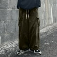 thumbnail image 4 of YUELONGHU Men's Casual Cargo Pants Mens Cargo Pants Slim Fit Stretch Male Solid Color Pocket Trousers Tether Athletic Loose Cargo Pants L, 4 of 7