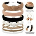 thumbnail image 2 of 7 Pcs Headbands for Women Gifts Brown Knotted Solid Head Bands Pearl Headband Non Slip Hairbands Fashion Hair Accessories, 2 of 9