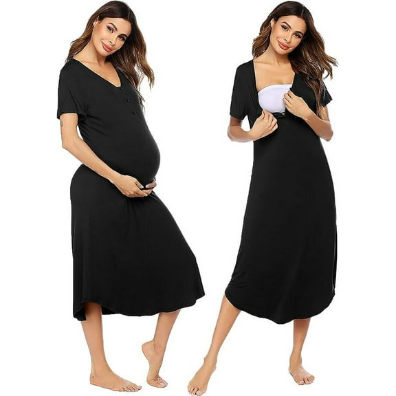 Avidlove Womens Maternity Nightgown for Hospital Pregnancy Long Nightgowns Nursing Night Gown for Breastfeeding
