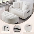 thumbnail image 5 of 42" Cloud Boneless Curved Chaise Lounge Chair with Ottoman, Adjustable Backrest Chenille Single Chair, White for Living Room Bedroom Apartment, 5 of 9