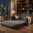 thumbnail image 6 of Boneless Loveseat, Lofka 59''Folding Floor Sofa Bed with 2 Pillows & Pockets for Small Spaces, Corduroy Cloud Sofa for Apartment Living Room, Gray, 6 of 12