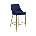 thumbnail image 5 of Homestock Rustic Refinement Modern, Contemporary Velvet Upholstered Counter Stool with Polished Metal Legs and Foot Rest, Set of 2, Ideal for Bar and Pub Height Tables, 21.5"D x 17"W x 38"H-Color:Navy, 5 of 8