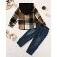 thumbnail image 6 of Toddler Baby Boys Clothes Outfits Kids Hoodie Flannel Shirts Set Plaid Hooded Tops +Jeans Pants Fall Winter 2-6T, 6 of 6