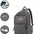 thumbnail image 5 of 1pc Simple Solid Color Schoolbag, Men Women College Student Junior High School Student Versatile High School Student Backpack, Large Capacity Middle School Student Primary School Backpack, 5 of 5