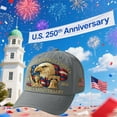 thumbnail image 2 of Eagle – United States 250th Anniversary Hat, Adjustable Patriotic Embroidered Baseball Cap with Bald Eagle, Retro Washed Cap (2Pcs, Grey), 2 of 7