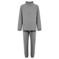 thumbnail image 1 of Kmbangi Solid Color Stand Collar Long Sleeve Tops+ Long Ankle Banded Pants, 1 of 10