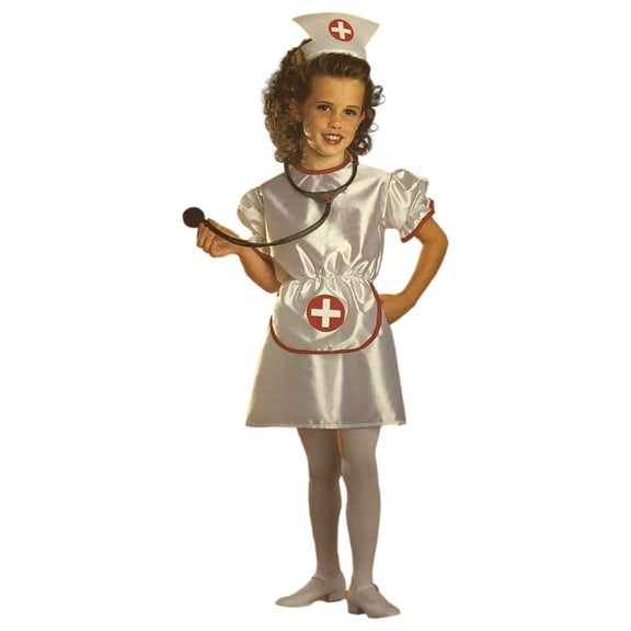 Girls White Nurse Costume Dress Healthcare Medical Costume Small 4-6X