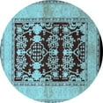 thumbnail image 1 of Ahgly Company Indoor Round Oriental Light Blue Industrial Area Rugs, 7' Round, 1 of 4