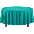 thumbnail image 2 of Shiyou- Lot de 4 Nappe en Plastique Turquoise - Nappe Ronde Jetable de 84 Pouces pour Fêtes - Nappe Ronde - Nappes Jetables pour Fêtes - Nappe en Plastique pour Pique-Niques, 2 of 4