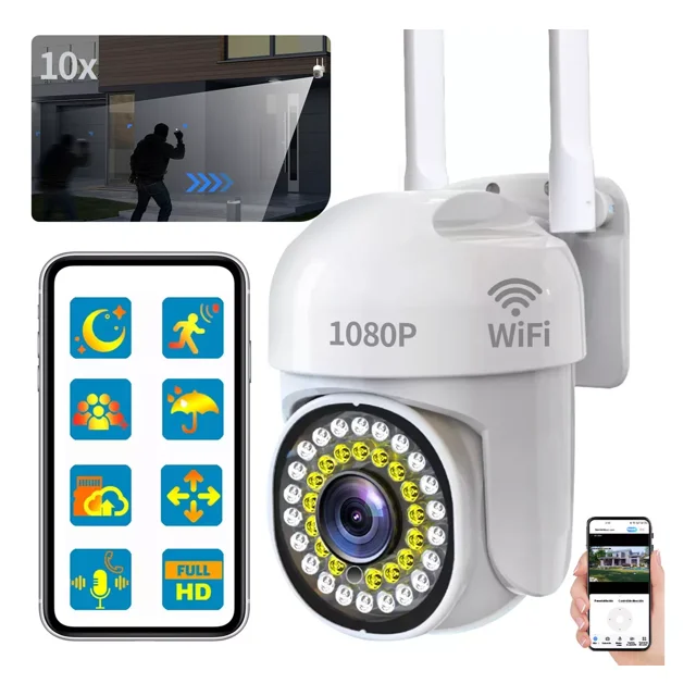 Cámara De Seguridad Wifi Exterior Con Led Alarma 2mp 1080P Ayla link Color Blanco