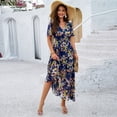thumbnail image 2 of New Spring/Summer Women's Elegant Printed Waist-Slimming Short-Sleeve Dress, 2 of 4