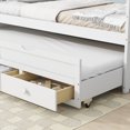 thumbnail image 6 of Twin Size Platform Bed with Trundle Bed, Wooden Bed Frame with Three Storage Drawers, Modern Bedroom Twin Bed Frames with Headboard and Footboard, White, 6 of 9