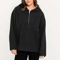 thumbnail image 5 of Ediodpoh Women's Hoodies Quarter Zip Lamb Wool Hoodie Pullover Sweatshirt with Hood for Winter Warmth Black M, 5 of 9