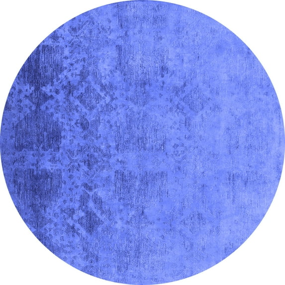 Ahgly Company Indoor Round Persian Blue Bohemian Area Rugs, 4' Round