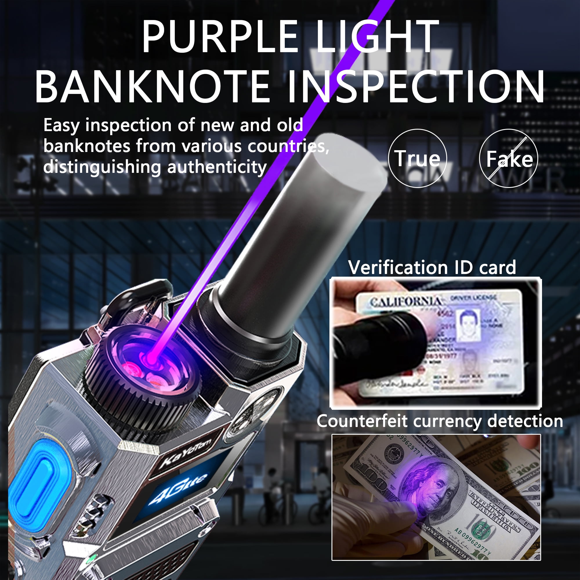 Global Walkie Talkie for Adult Long Range Two Way Radio,Laser Pointer,Party Lights Flashlight UV,2pcs