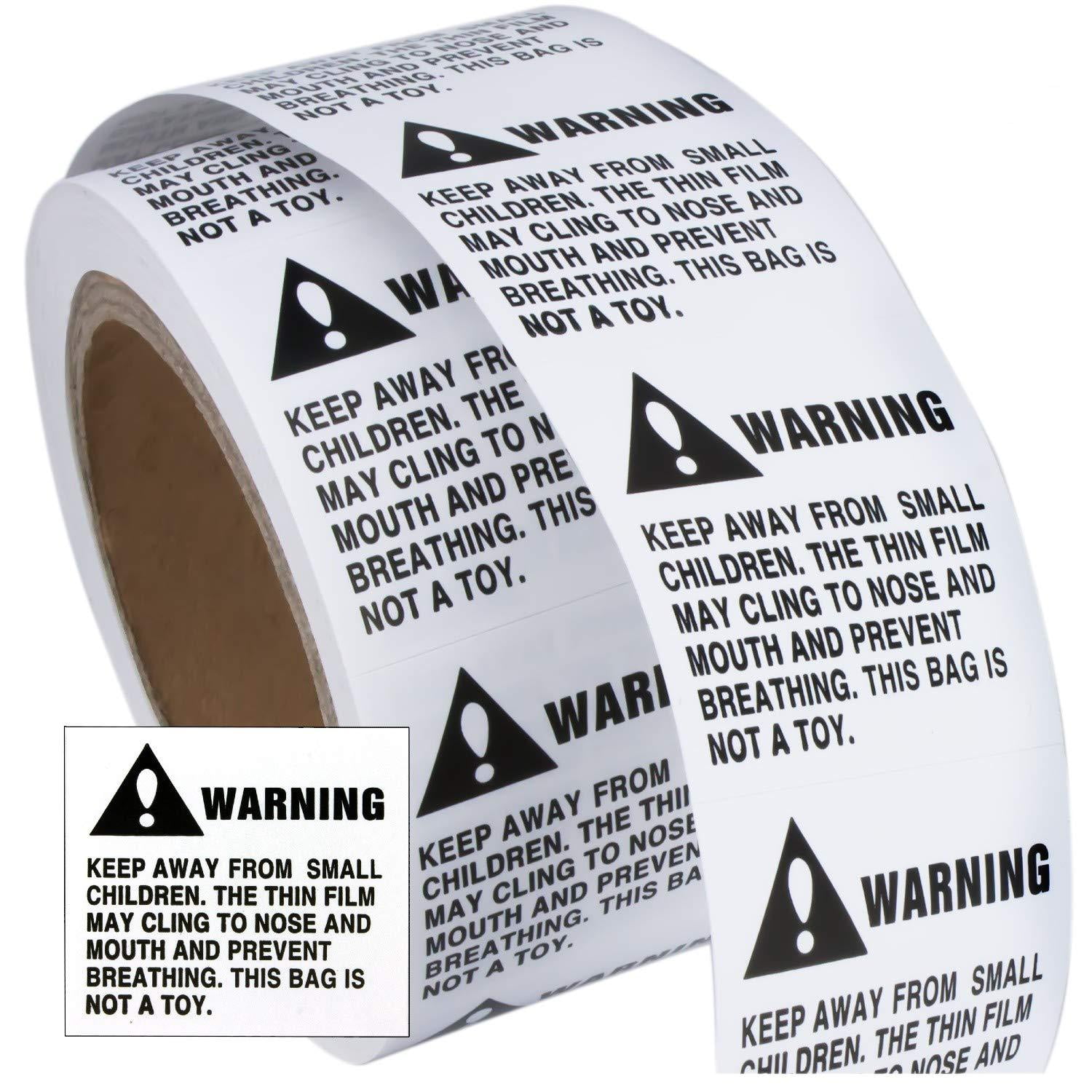 Eucatus Super Adhesive Suffocation Warning Stickers 6 Pack. Bulk (3,000