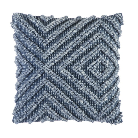 Better Homes & Garden 20" X 20" Heathered Loop Geo Cotton/Polyester Decorative Pillow, Washed Indigo (1 count)