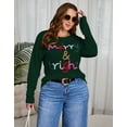 thumbnail image 3 of Drvitor Christmas Sweaters for Women Plus Size Crew Neck Sequin Letters Sweater Holliday Merry Pullover Sweater, Sizes XL-5XL, 3 of 10