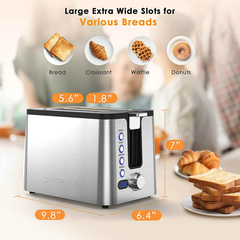 2 Slice Toaster, Hosome Stainless Steel Bread Bagel Toaster Extra
