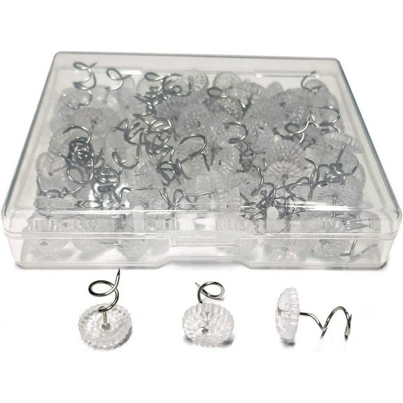 100 Pcs Bedskirt Pins, Twist Pins with Clear Heads, Bed Skirt Pin for Hold Slipcovers and Bedskirts Decoration