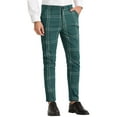 thumbnail image 4 of INSPIRE CHIC Men's Dress Plaid Slim Fit Flat Front Prom Checked Trousers 32 Green, 4 of 6