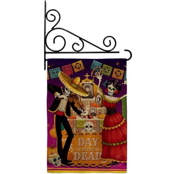 Breeze Decor GS120260-DB-03 La Baile de Los Muertos Falltime Day of Diad 13 x 18.5. in. Double-Sided Decorative Vertical House Garden Flag Set for Decoration Banner Yard Gift
