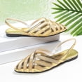 thumbnail image 6 of KEGIRLOM Women's Fashionable Casual Mesh Hollow-Out Pointed Toe Closed-Toe Colorful Sandals Shoes Gold 7.5, 6 of 6