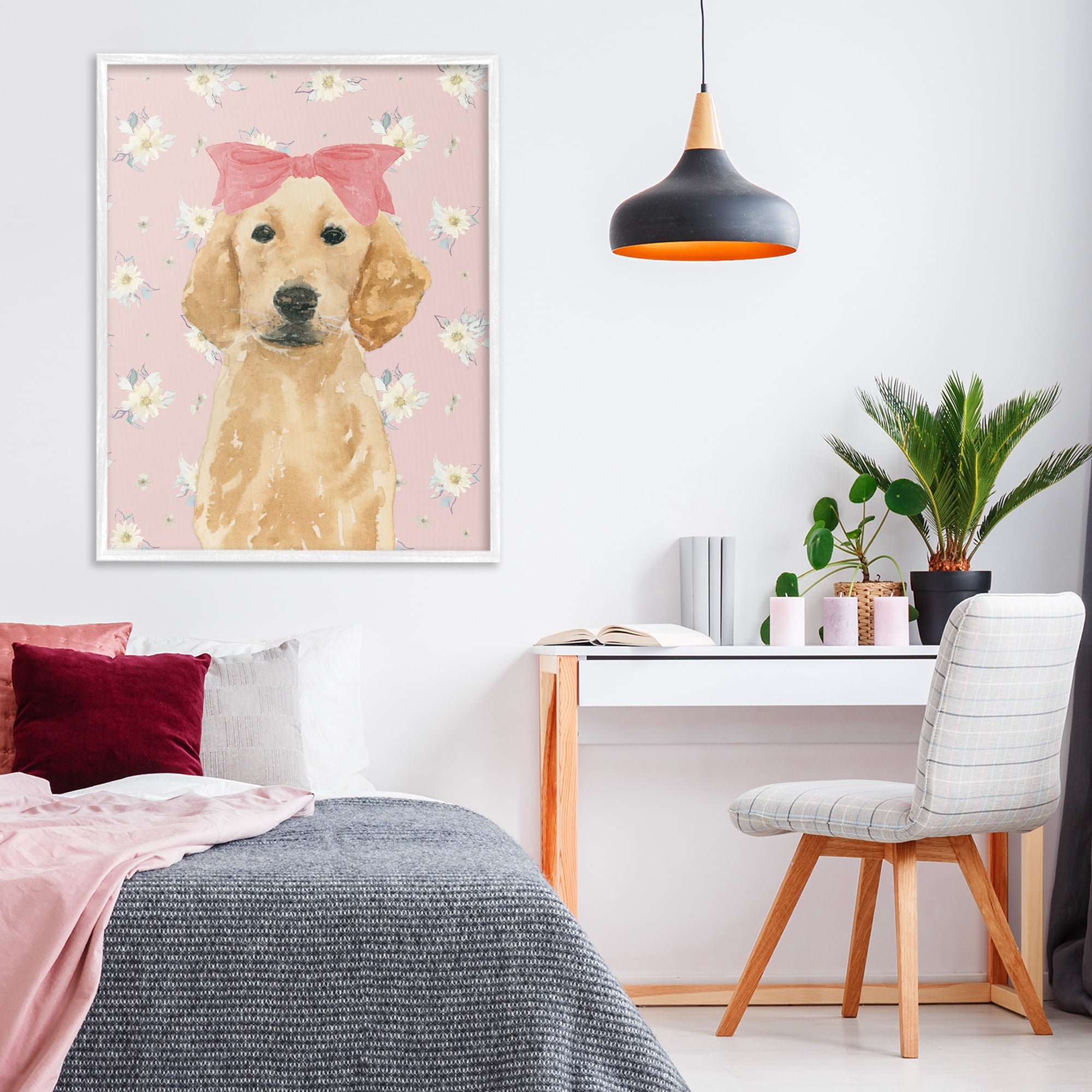 Stupell Industries Picture Ready Retriever White Framed Giclee Art, design by Lucille Price