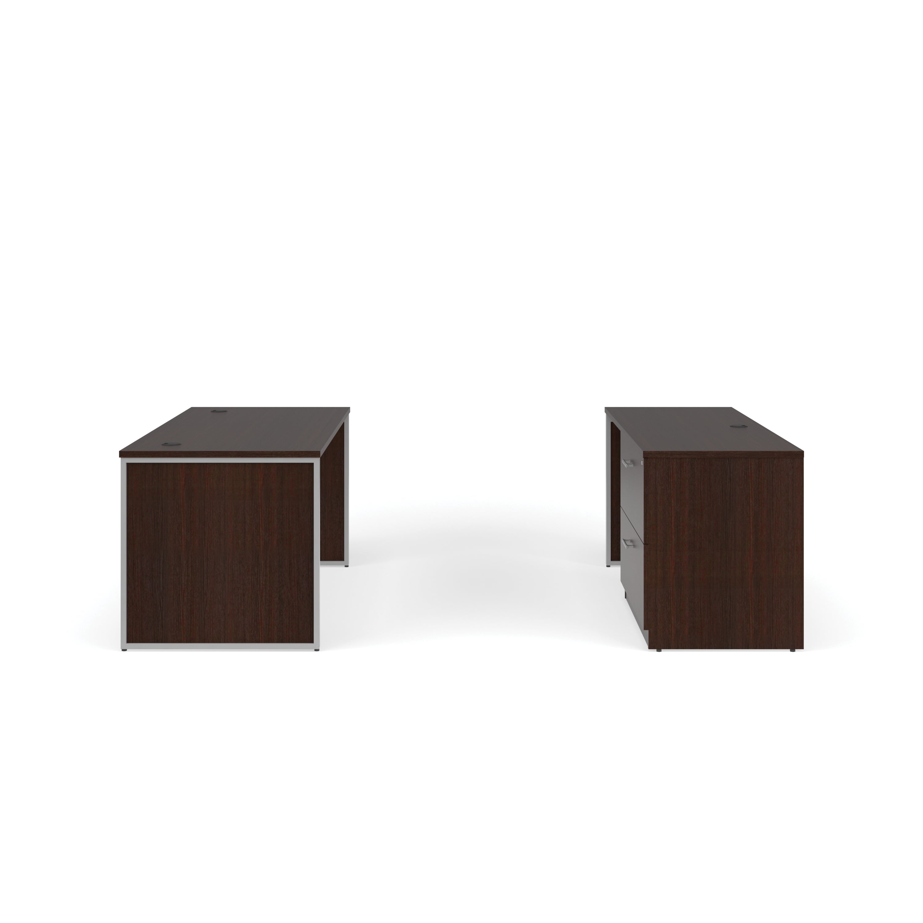 OFM Fulcrum Series Office Furniture Set, 66" Table Desk, 66" Credenza, Lateral Filing Cabinet, Leg Panels, in White