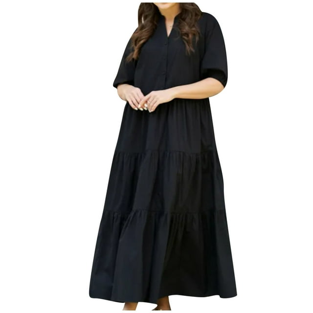 Amzcrzy Robes pour Femmes Grande Taille Robes pour Femmes Courbées Robes d'Été Mode Manches Courtes Col Rond Robe Décontractée Imprimée Robes Décontractées pour Femmes Robes Maxi