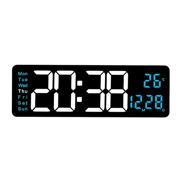 Luzkey Digital Wall Clock Electronic, Colorful Night Light degreeC/ degreeF Switchable, Dst with Temperature Display, LED Alarm Clock for Home Blue