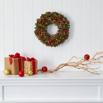 Nearly Natural Plastic Wreath, 15.00" (Assorted Colors)