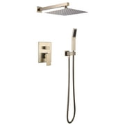 Rbrohant 304 Stainless Steel Wall Mount Shower System Rainfall Brushed Gold Shower Complete Set