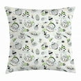 thumbnail image 1 of Tea Party Throw Pillow Cushion Cover, Hand Drawn Doodle Style Teapots Cups and Sweets Hearts Flowers Drinks, Decorative Square Accent Pillow Case, 20 X 20 Inches, Black White Green, by Ambesonne, 1 of 2