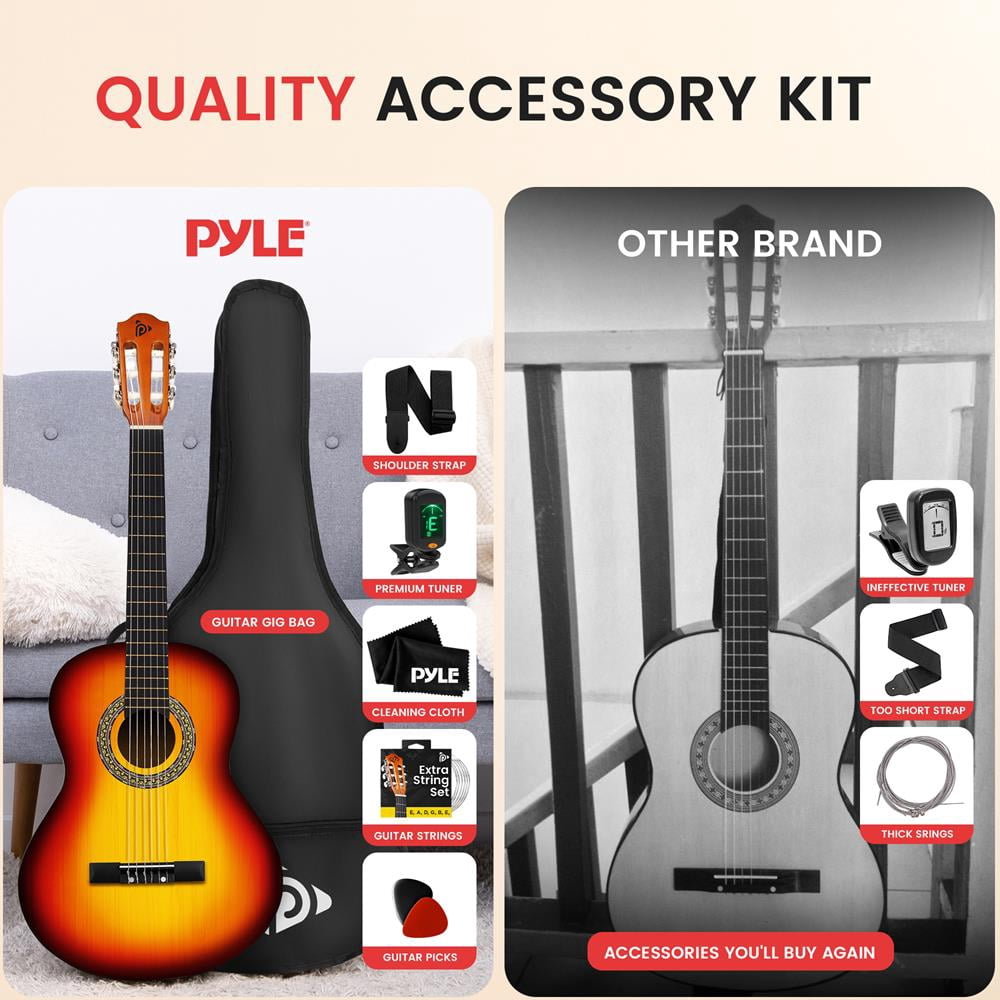 39" 6-String Classic Guitar with Digital Tuner and Accessory Kit (Brown)