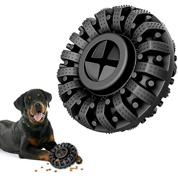 Juguete para morder para perros, juguete molar de goma de grado alimenticio, dispensador de comida no tóxico, juguete interactivo para limpiar los dientes - Negro