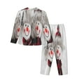 thumbnail image 2 of Junzan Christmas Snowman With Hat Print Womens Pajama Sets,Long Sleeve Button Down For Women Pjs 2 Piece, 2 of 9