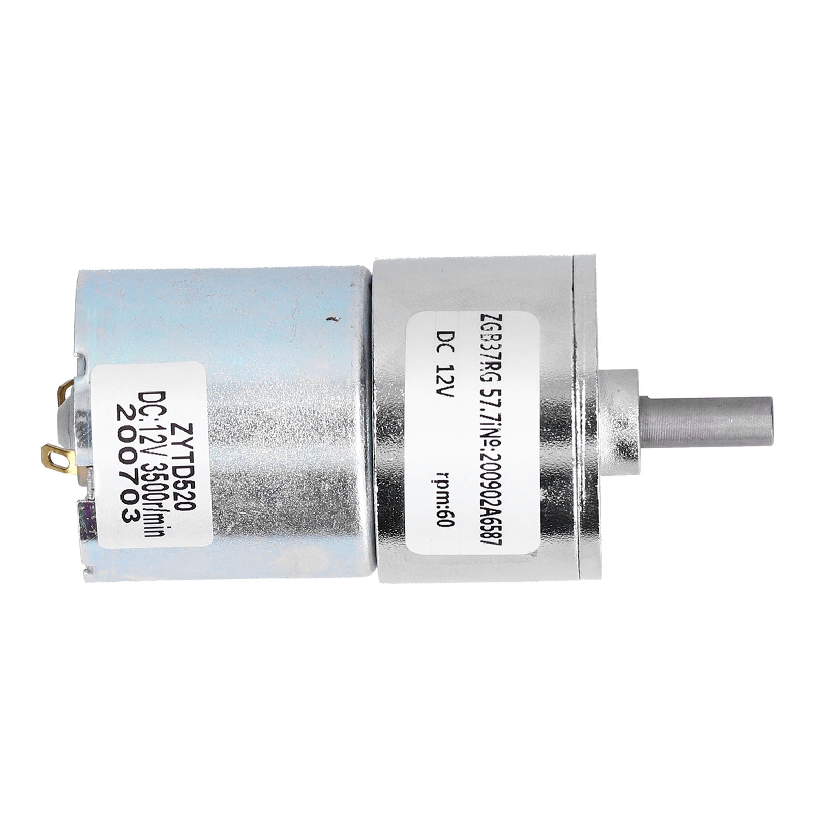 Zerodis Speed Reduction Geared Motor,12V Gear Motor,ZGB37RG 60R‑12V Gear Motor Electric Micro Speed Reduction Geared Motor 37mm Shaft