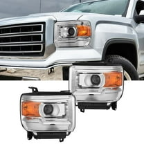 Nilight Headlight Assembly Compatible with 2014 2015 2016 2017 2018 GMC Sierra 1500 2500HD 3500HD Base Chrome Housing Amber Reflector Clear Lens Headlights Replacement