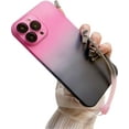 thumbnail image 6 of Compatible with iPhone 15 Pro Max Cute Case Gradient Frosted Wrist Strap Chain Transparent Lens Protection Clear Fashion Protection Shockproof Cover for Women Girls, 6 of 8