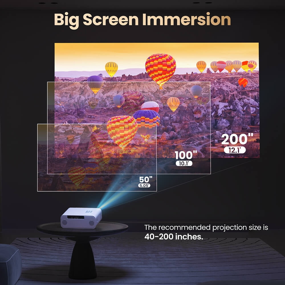2026 Upgraded Hunkstar 4k Projector 1000 Lumen with Smart Screen, Auto Keystone Correction Focus, Video Projector with Wifi and Bluetooth, Built-in Speakers