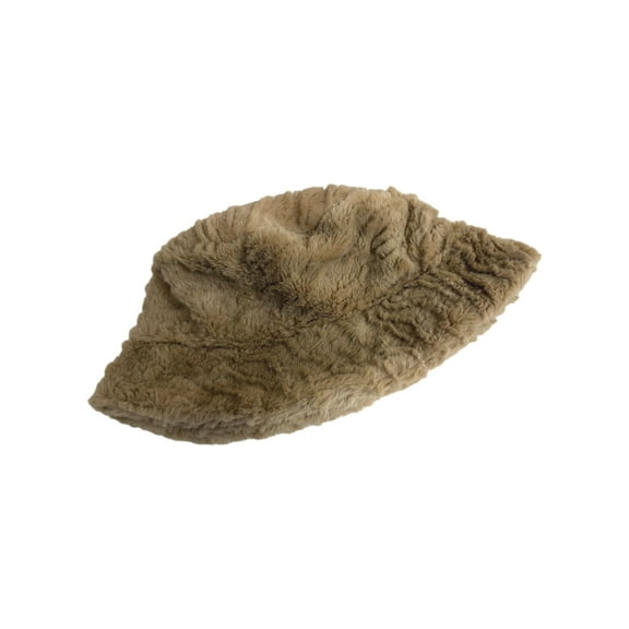 Isotoner Womens Fluffy Brown Textured Bucket Hat Cap