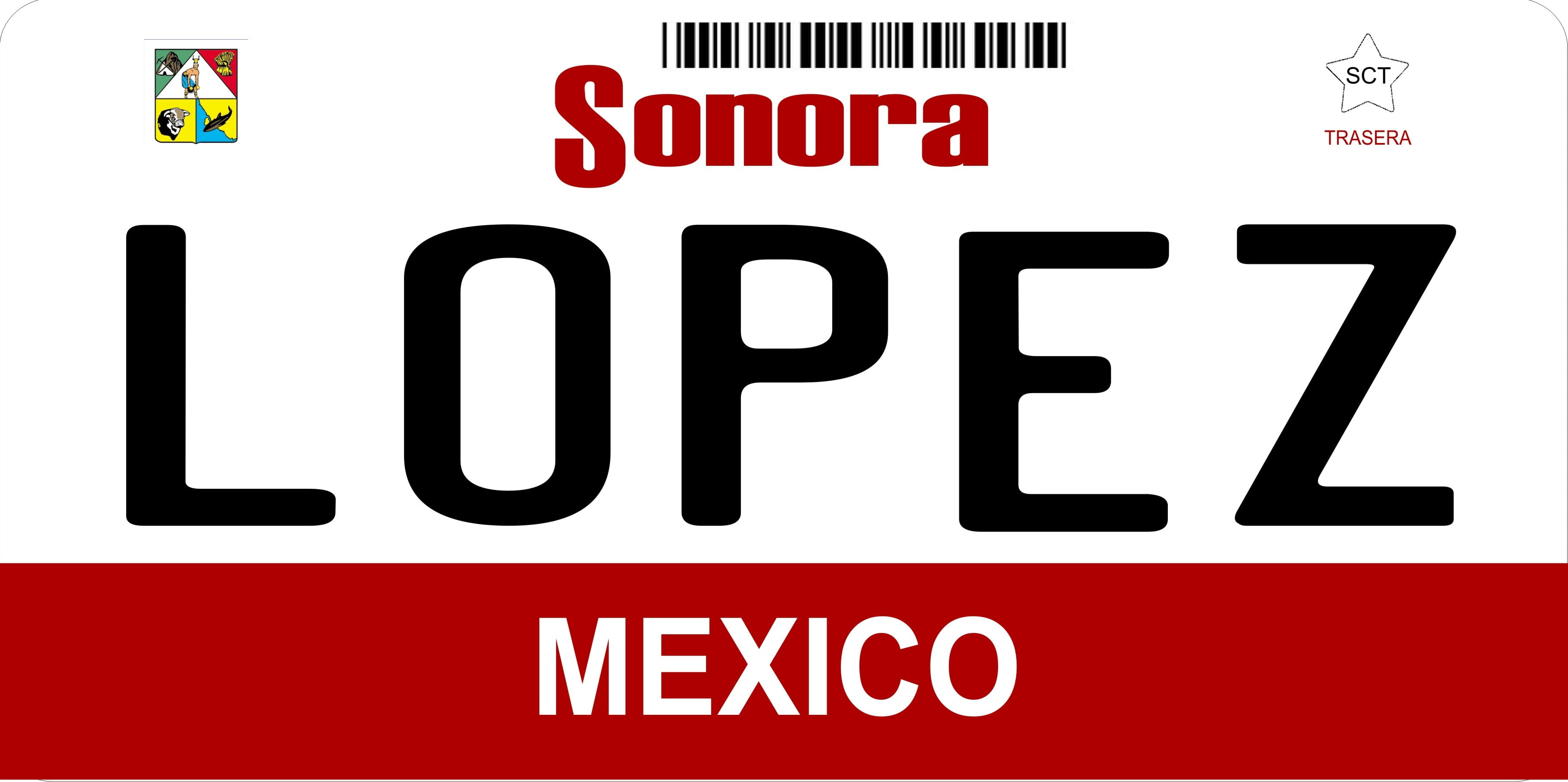 Mexico Sonora Photo License Plate Free Personalization on this plate