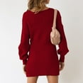 thumbnail image 4 of qolati Sweater Dresses for Women 2024 Fall Long Sleeve Wrap V Neck Knitted Mini Dress Casual Bodycon Business Work Tunic Dress, 4 of 9